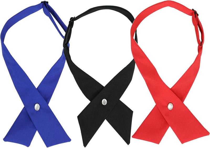 Sun-Trade Adjustable Women Girls School Uniform Tie, Uniform Cross Tie for Girls Cross Neck Tie, 3 PCS - Image 1
